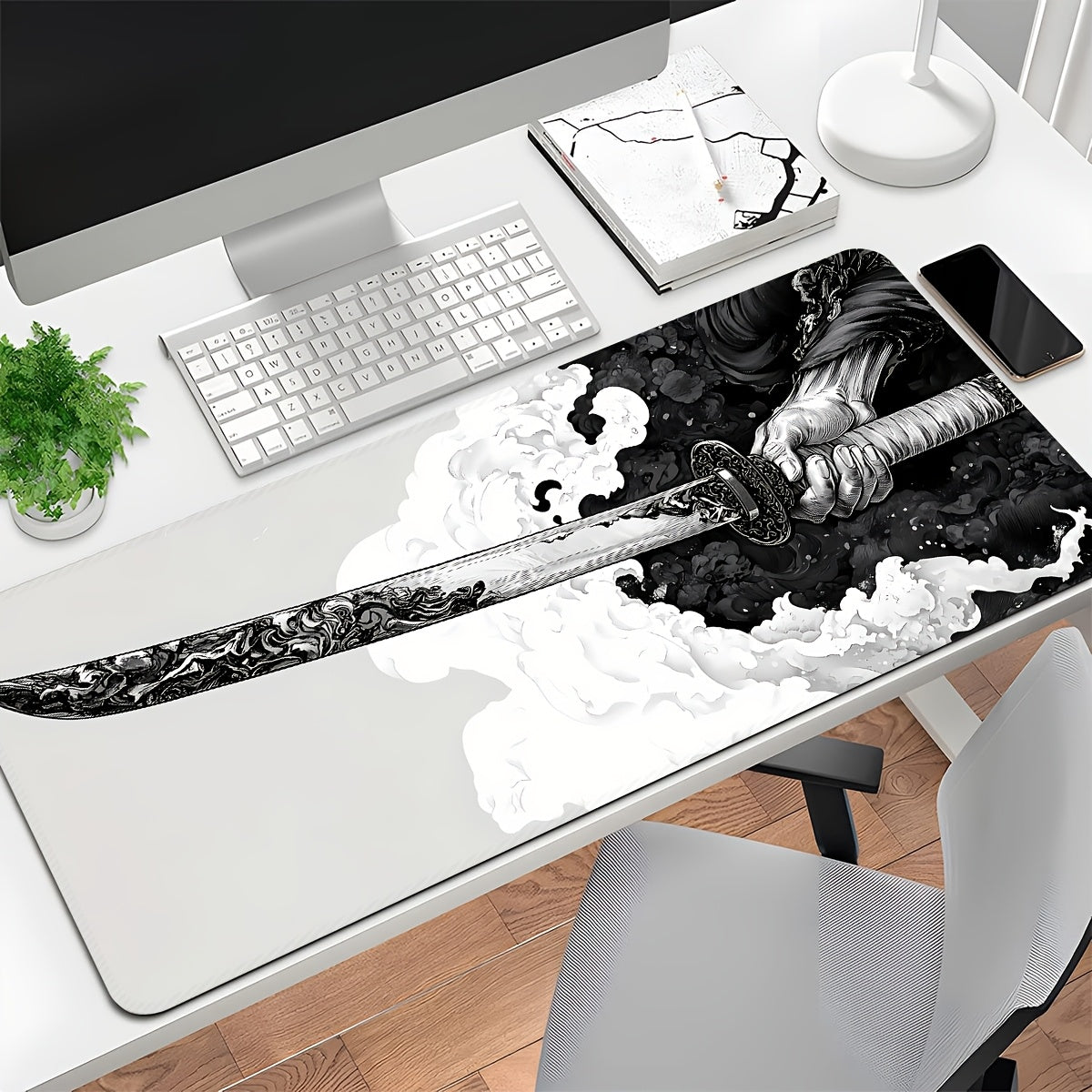 XL Gaming Mouse Pad Oblong with Sword Design Non-Slip Washable for eSports and Office