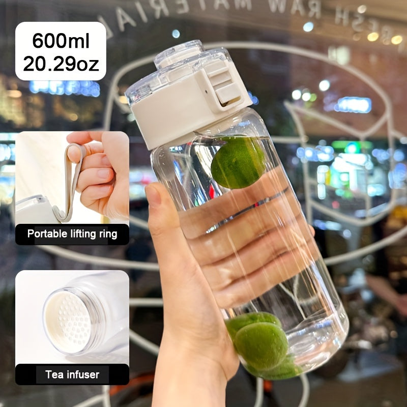 White Sports Water Bottle with Handle, Wide Mouth, 14oz 20oz or 27oz Reusable Plastic