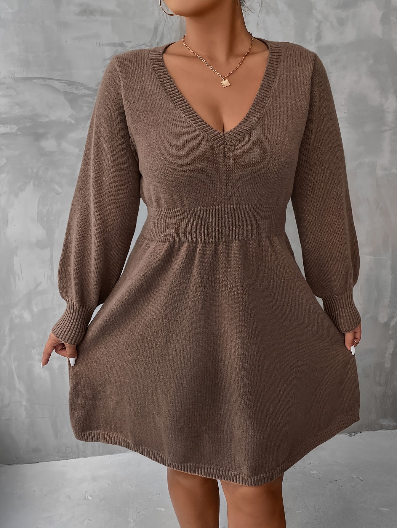 Women's Sweater Dress Large Size Knit Casual Warm Black