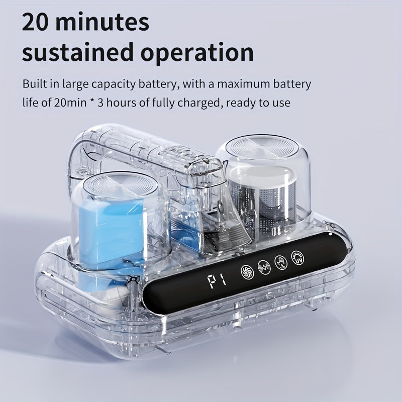 TENGQU LED changyutgich, USB orqali zaryadlanadigan, 6000mAh batareya, 5KPa so'rish quvvati, 0.2 soat batareya hayoti, 65dB shovqin intensivligi.