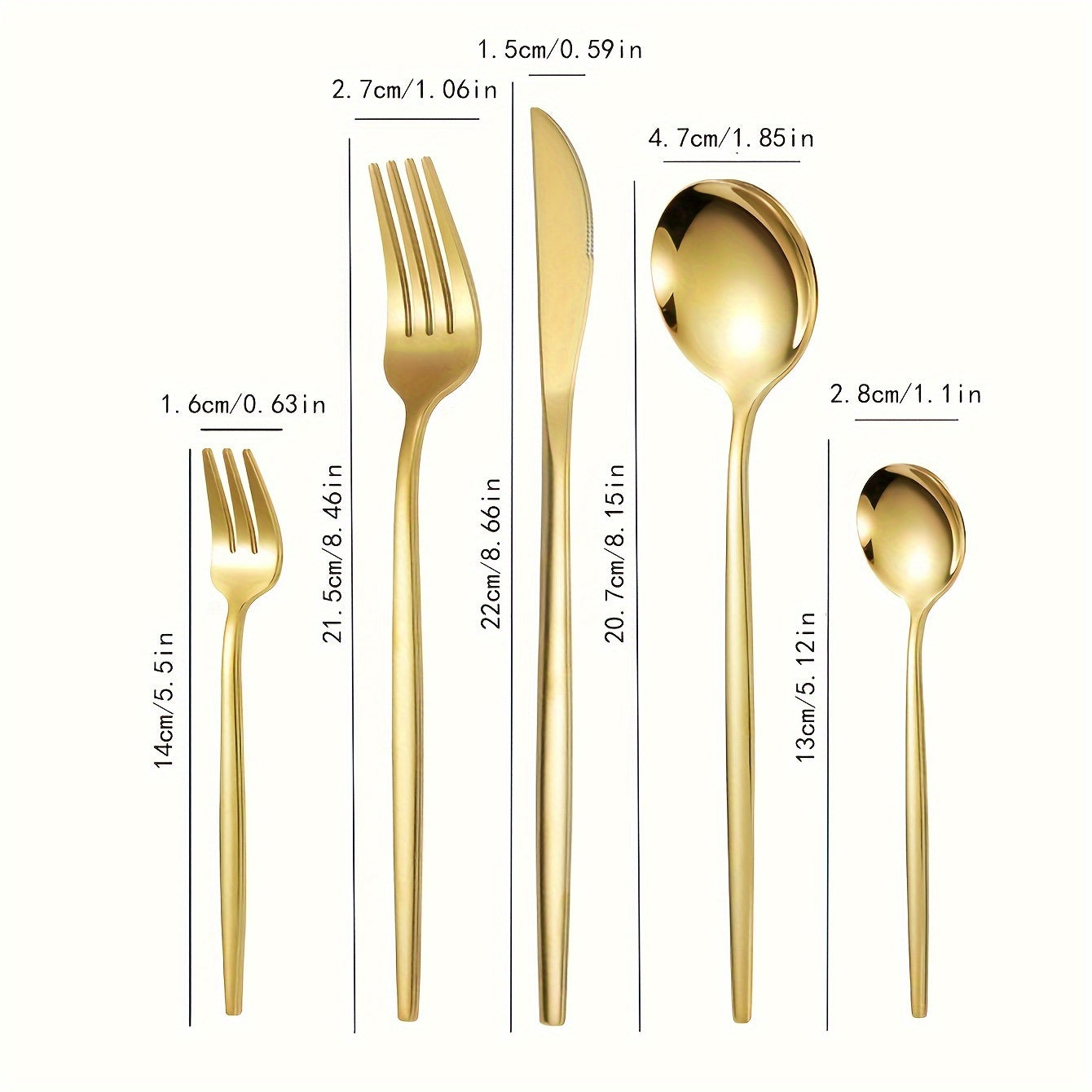 30-Piece Gold Stainless Steel Cutlery Set for Home and Restaurant Use