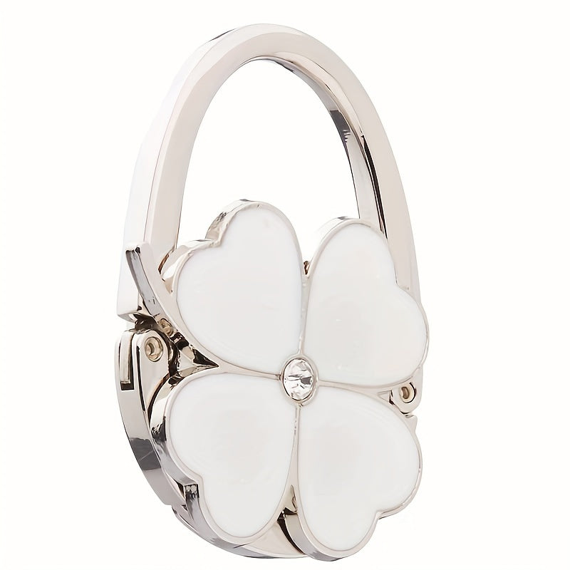 Stylish 4-Leaf Clover Metal Hook Portable Handbag Table Hook Foldable Wallet Hook Versatile Bag Hook