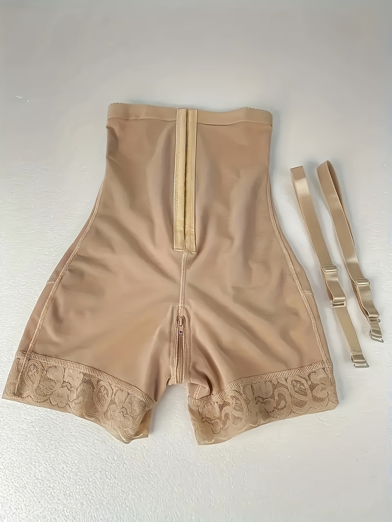 High-Waist Shapewear Bodysuit with Zipper and Hook Closure for Tummy Control and Waist Slimming