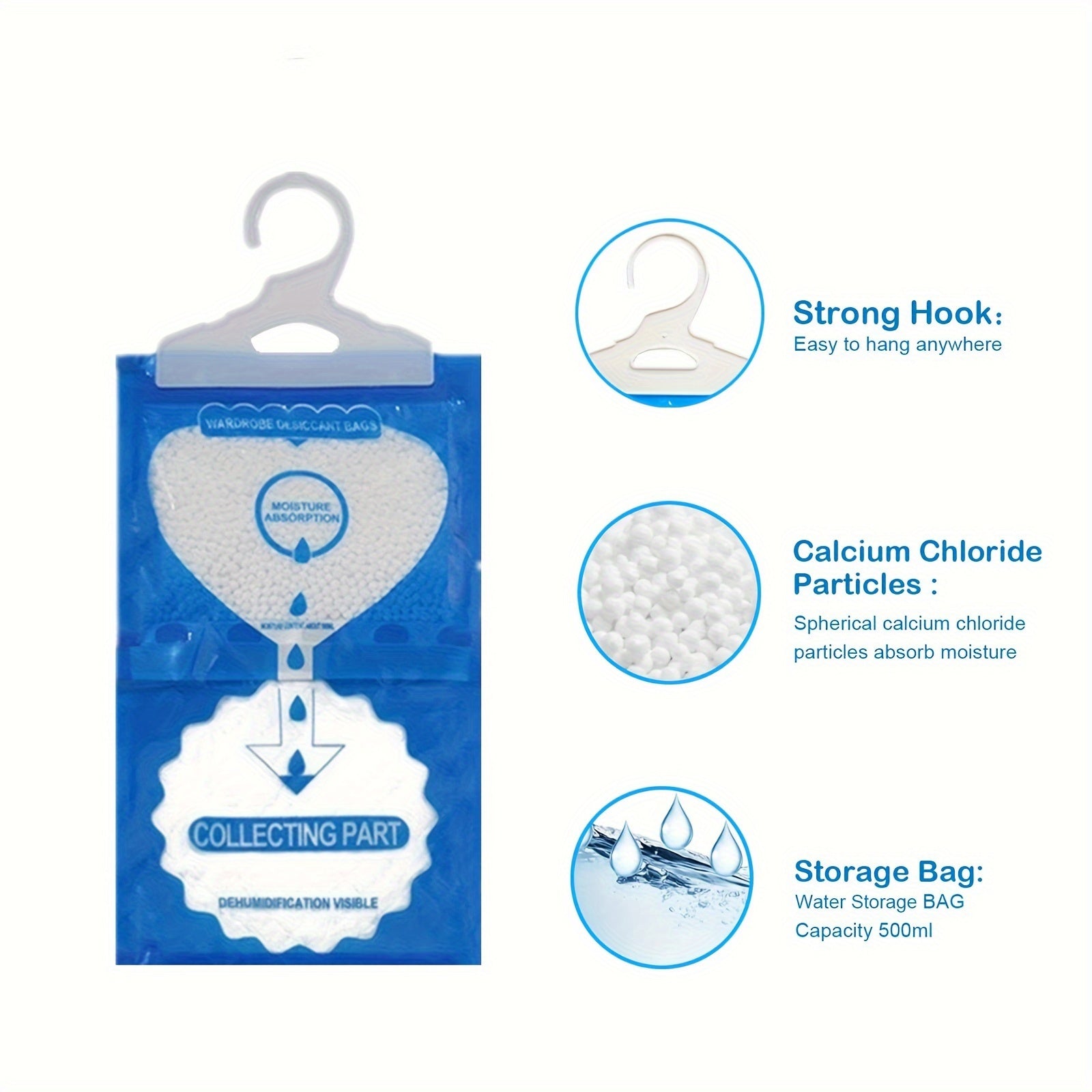 Бесцветные висячие влагопоглотители для шкафов и спален, упаковка 100 г, 10 штук