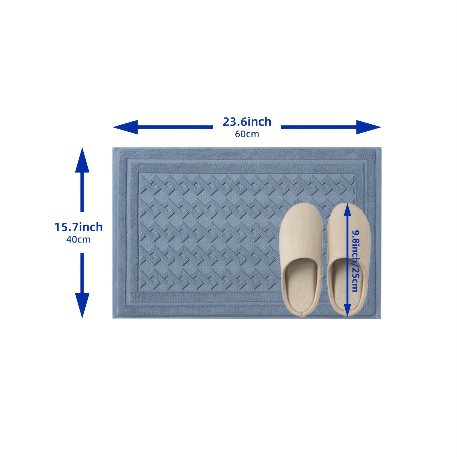 Non-Slip Bath Mat Absorbent Square Rug with Striped or Solid Colors for Bathroom Safety