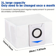 Ecovacs Deebot X1 Omni, X1 Plus, T10 Omni, T10 Plus va T20 Omni X&T seriyali robot tozalagich uchun mos keladigan 3L katta sig'imli almashtirish sumkalari.