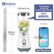 600ml Plastic Blender with Auto Clean Non-Slip Base Push Button 220V