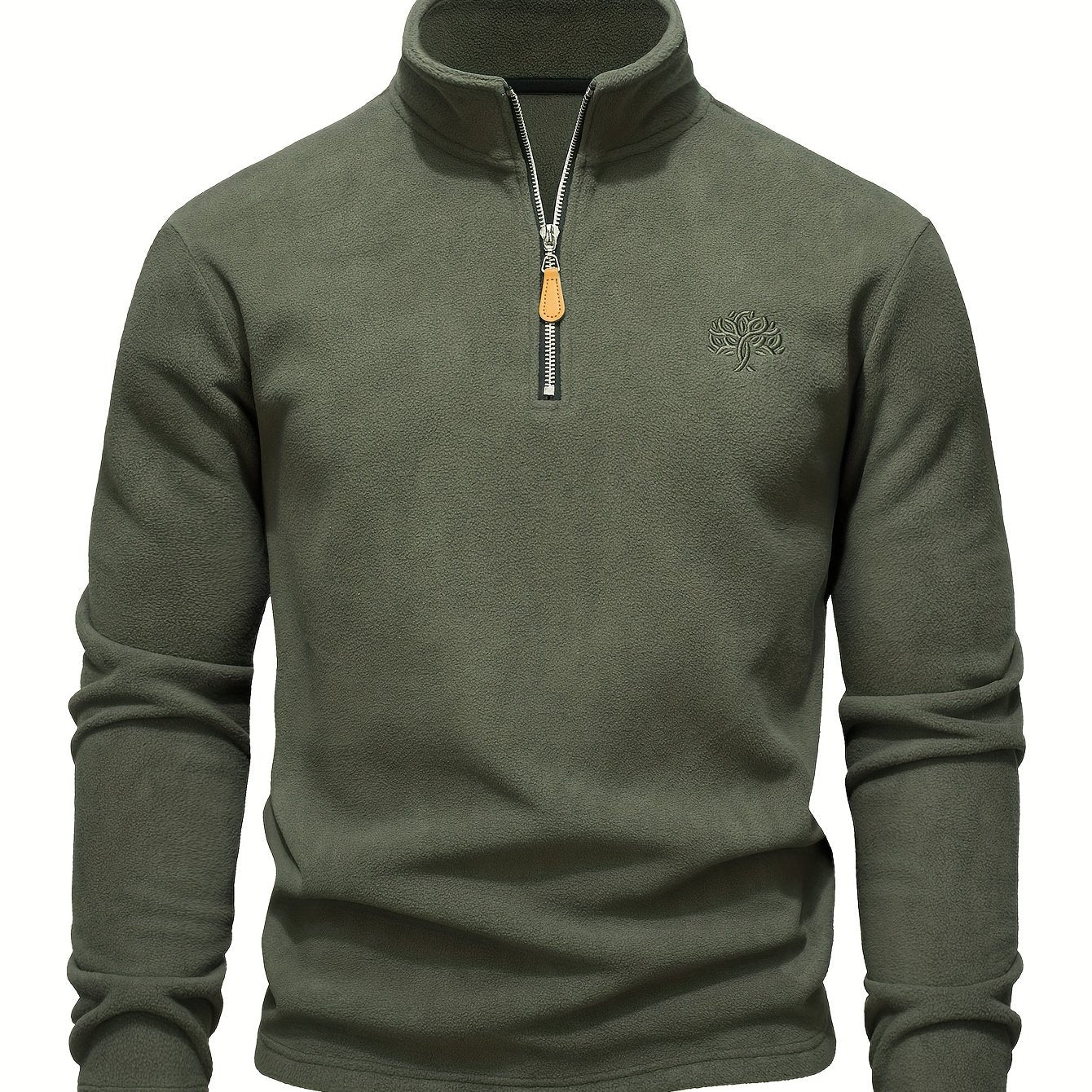 Erkaklar uchun bir rangli fleys outdoor sviter, yarim zip, turli xil ko'krak dizayni bilan. Sayohat, ochiq havoda faoliyatlar va tasodifiy kiyimlar uchun mos.