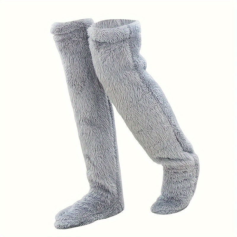 Women's Over Knee Slipper Boots Thermal Plush Home Shoes Cozy Warm Floor Slippers