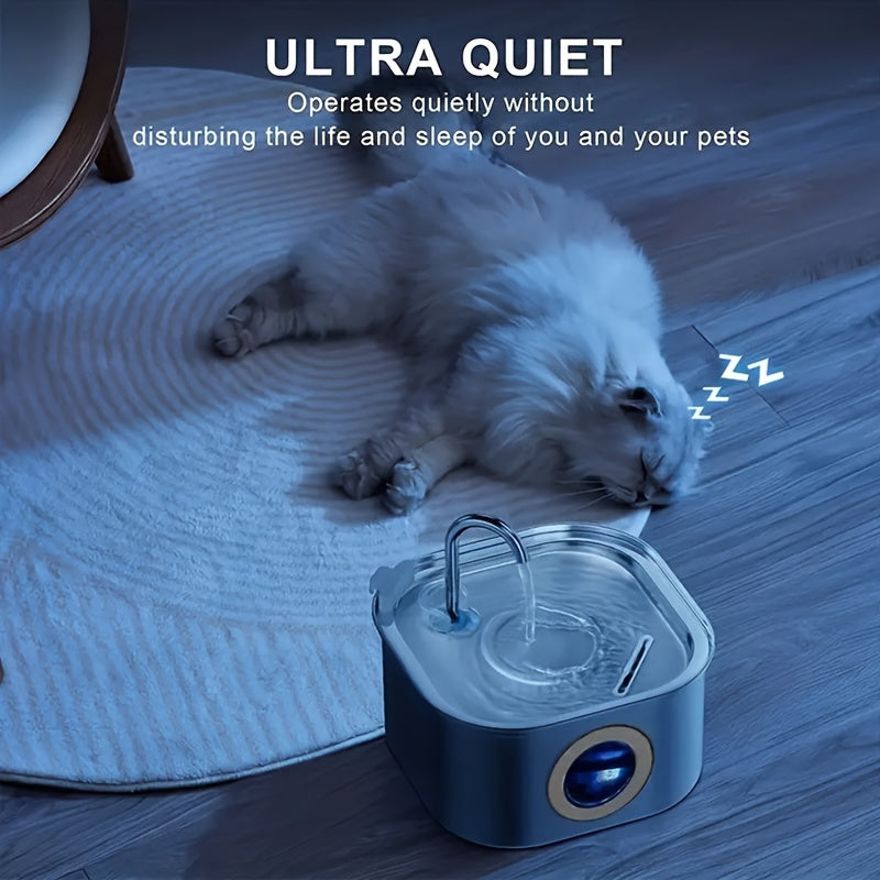 Stainless Steel 3.2L Automatic Cat Fountain USB Water Dispenser Quiet Large Eyes