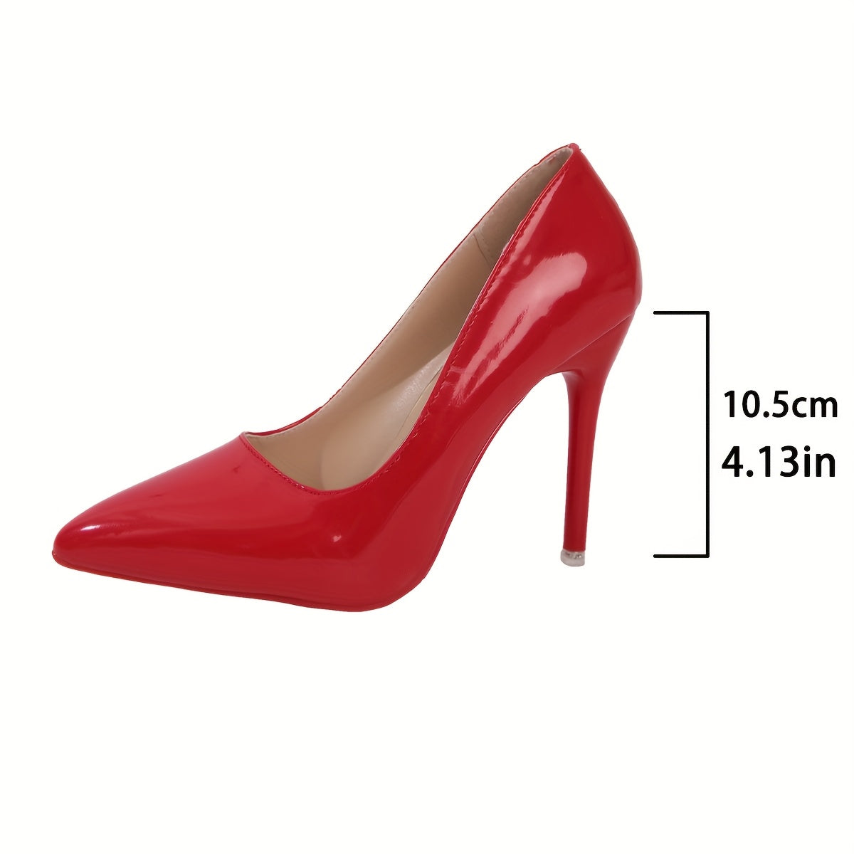 Women's Glossy Black Pointed Toe Stiletto Heels 10cm Ultra-High Synthetic Pumps