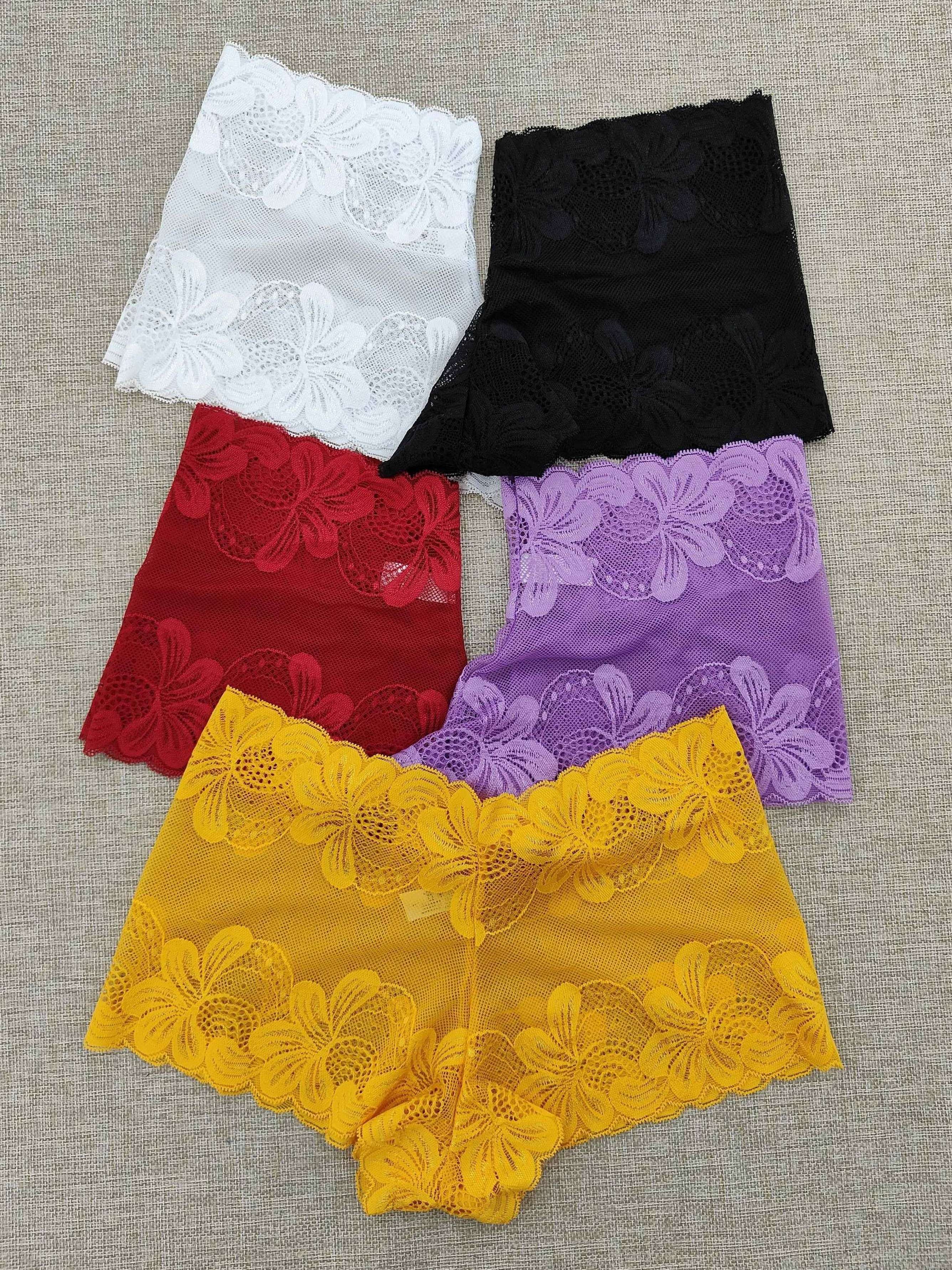 Women's Lace Boyshort Panties 5-Pack Non-See-Through Nylon Blend Underwear