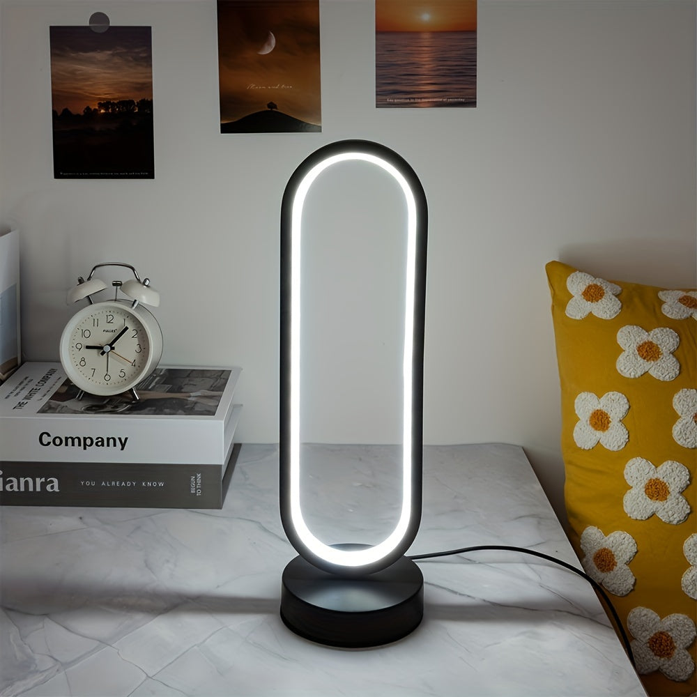 LED Desk Lamp with USB Port Dimmable Black and White Metal Base for Bedroom Living Room