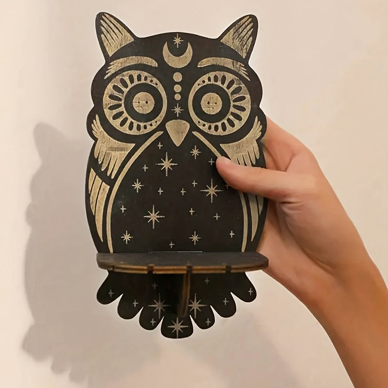 1 шт. Рустикальная деревянная полка для кристаллов с дизайном животных и бабочек, настенное художественное оформление для кристаллов и свечей