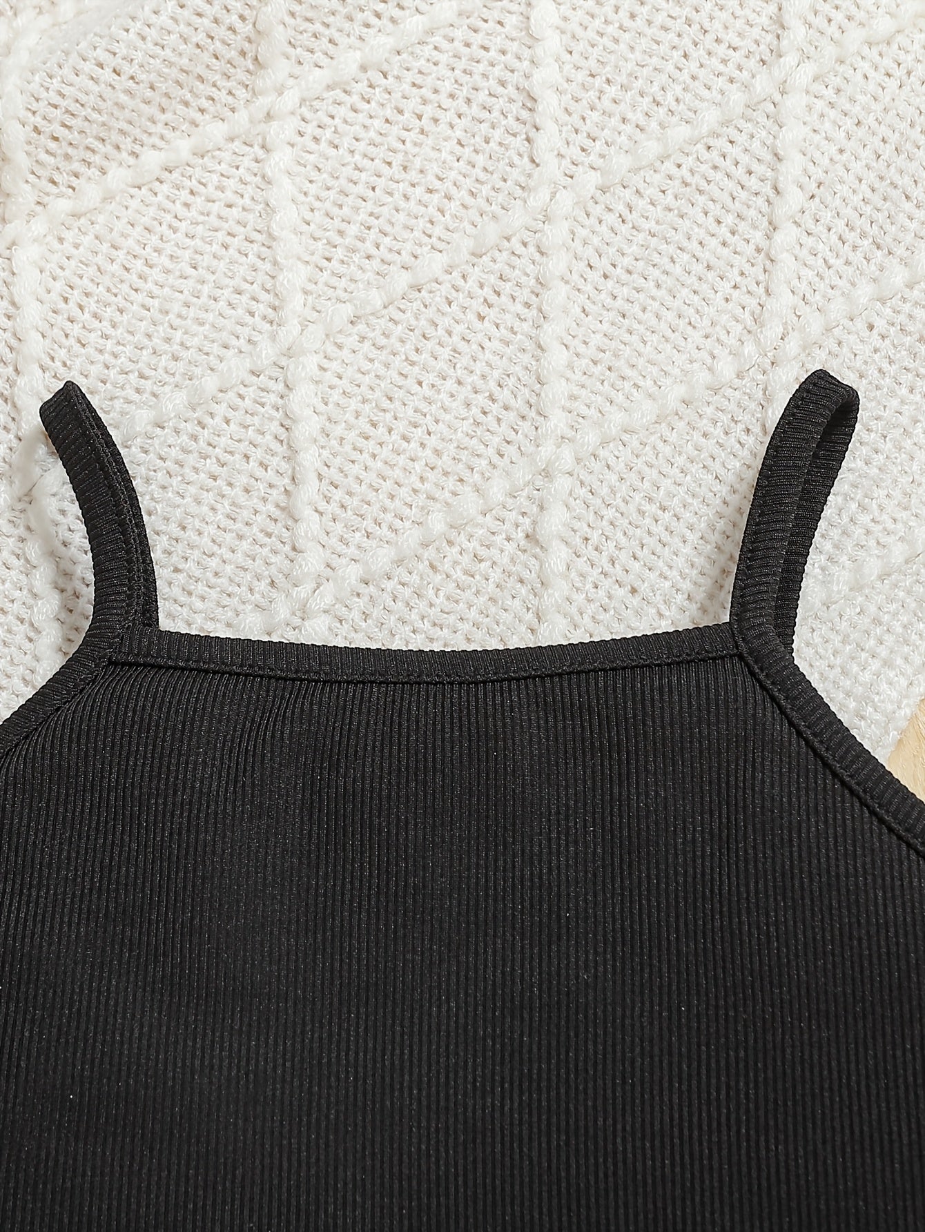 Girls' Knitted Fabric 3-Piece Fashion Set with Hoodie Halter Top and Overalls for Spring and Fall