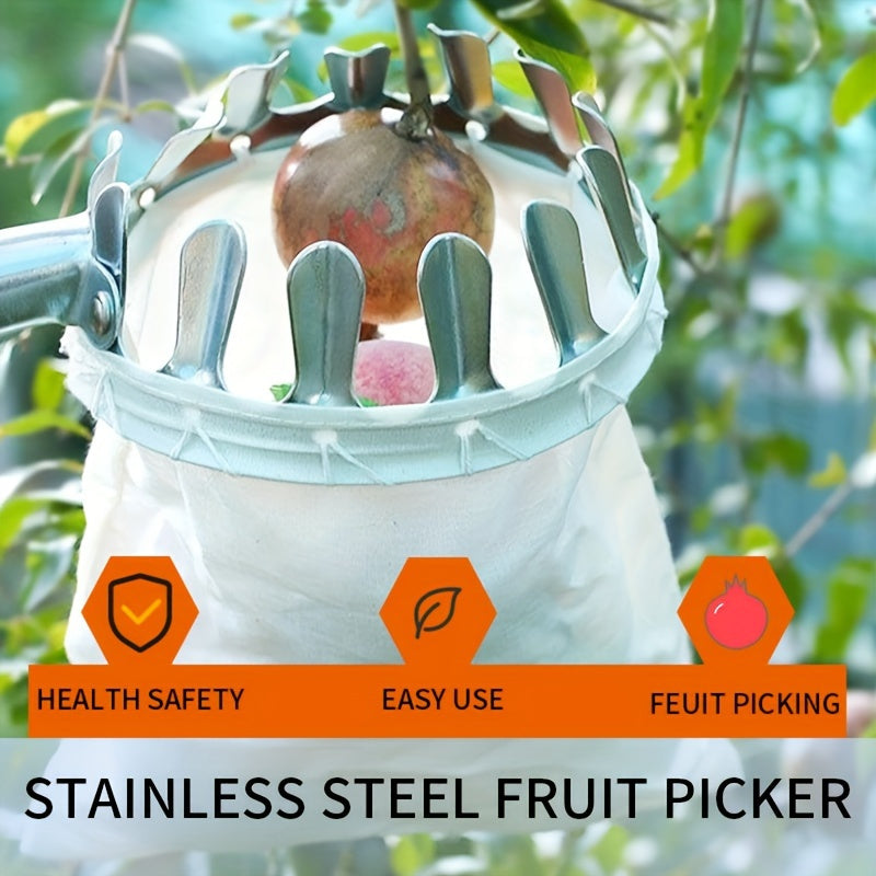 Stainless Steel Fruit Picking Tool for Apples Oranges Pears Safety Features Durable Garden Harvesting Device