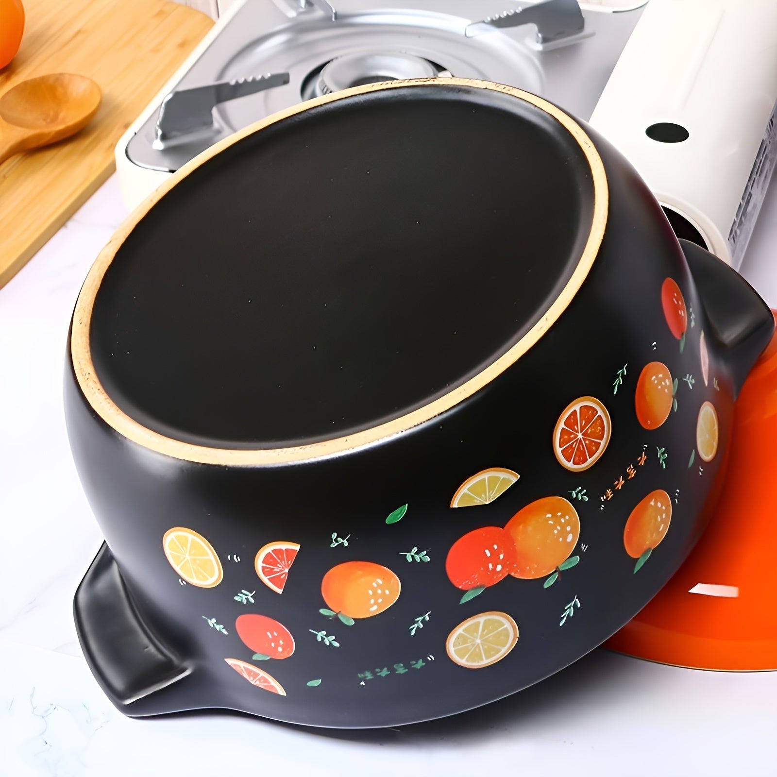 Gran cazuela de cerámica ovalada para sopas y guisos, para cocinas de gas e inducción