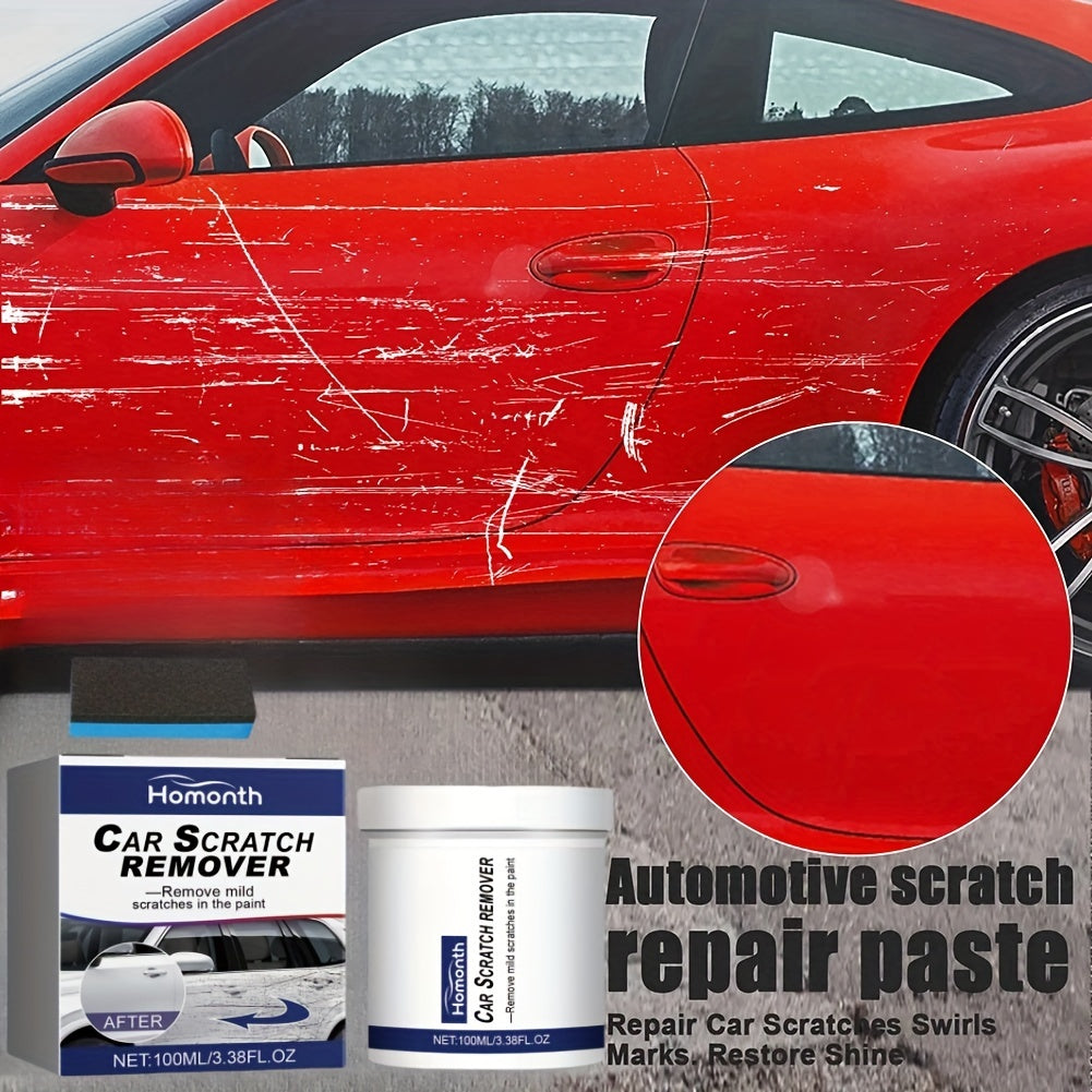 Pasta removedora de arañazos para coche con esponja, reparación de pintura exterior, pulimento, cera