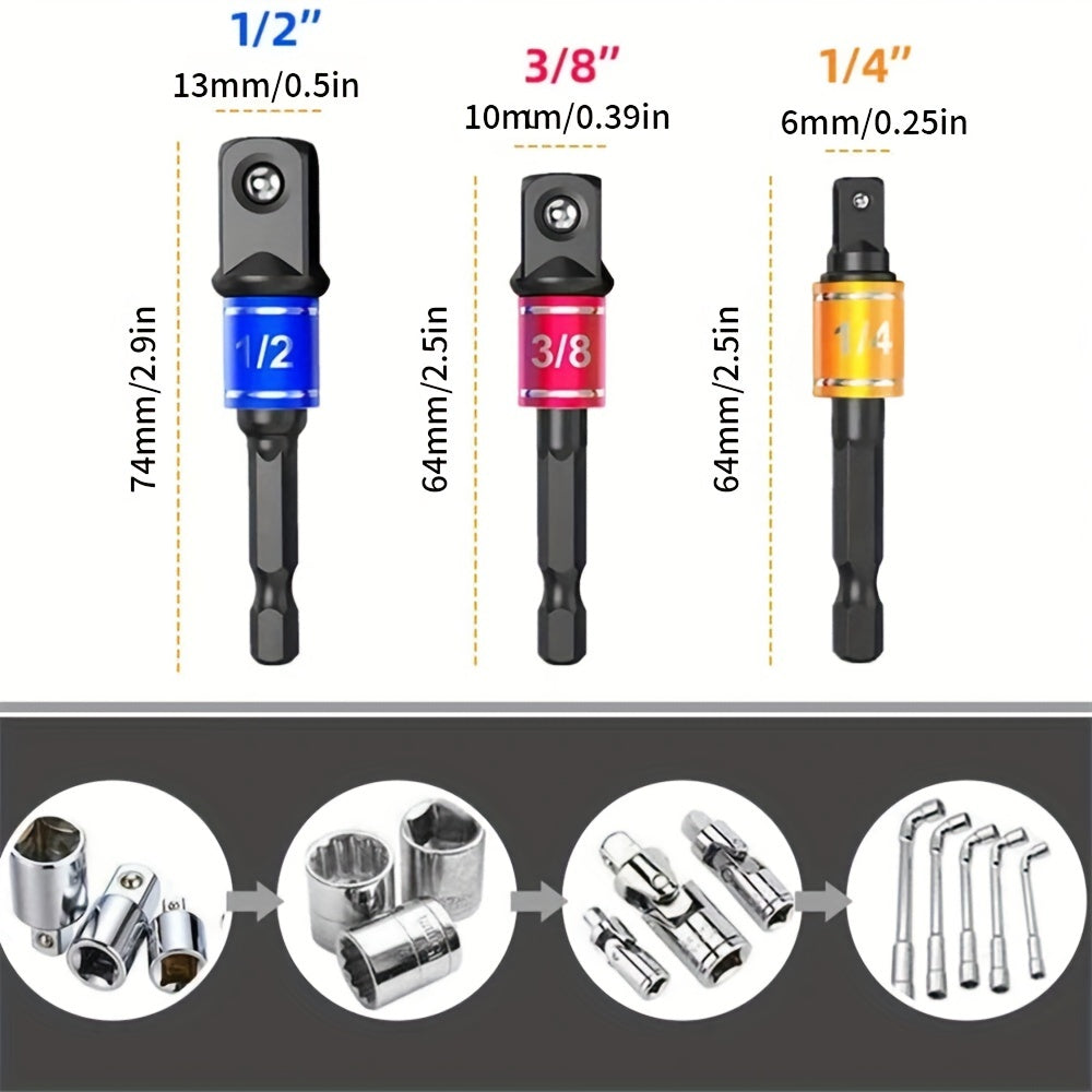 Flexible Drill Extension Hex Shank Set with Universal Socket and Screwdriver