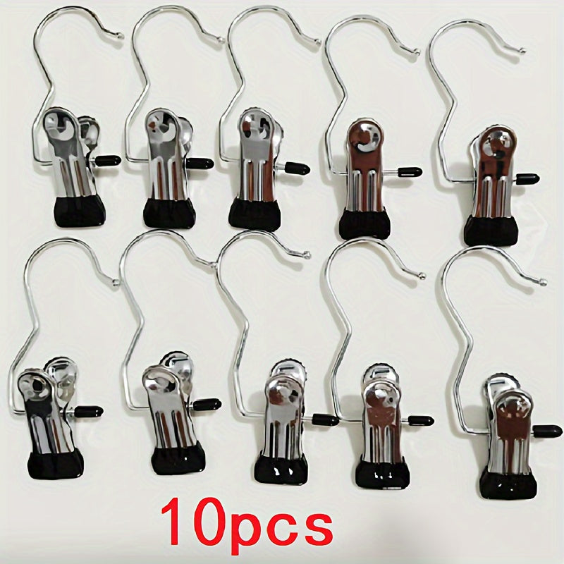 Stainless Steel Laundry Clips Pack of 10 or 20 with Hooks for Hanging Clothes and Organizing