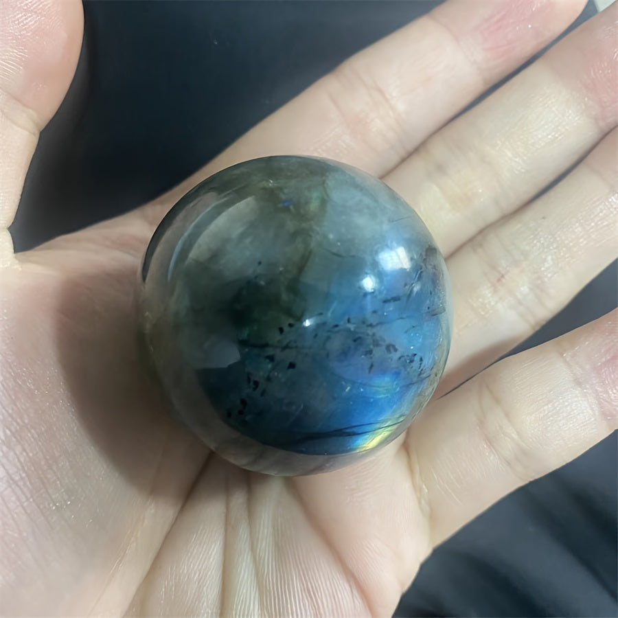 Labradorit toshli globus, xona bezaklari va meditatsiya uchun silliqlangan to‘p