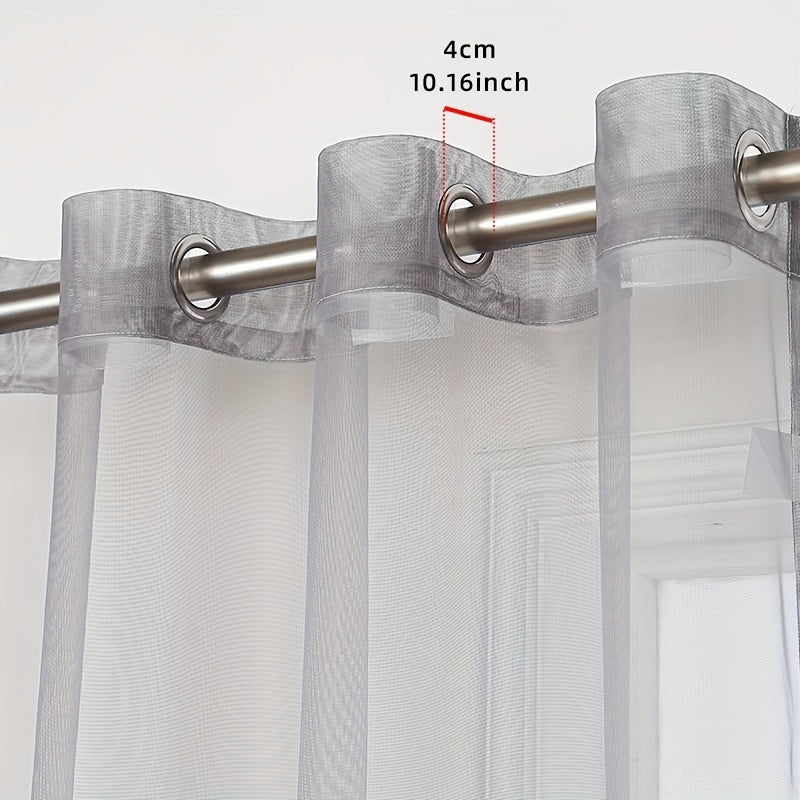 Geometric Jacquard Sheer Curtains for Living Room Polyester Grommet Top