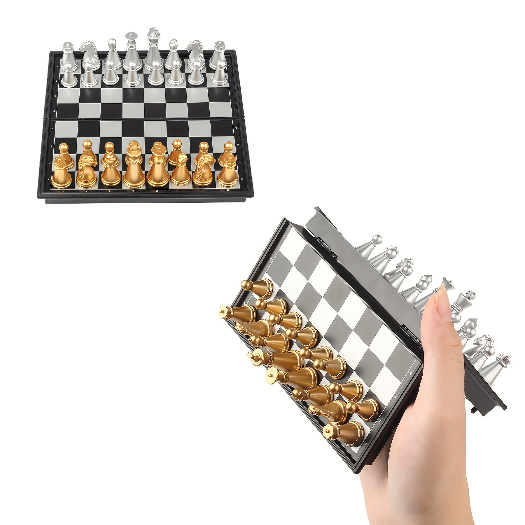Mini Magnetic Chess and Backgammon Set Portable Folding Travel Board Game 12.7cm