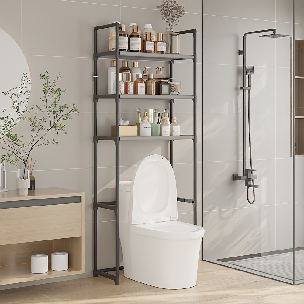 Multi-Purpose Bathroom Laundry Storage Rack Over Toilet 2 Tiers Plastic Metal