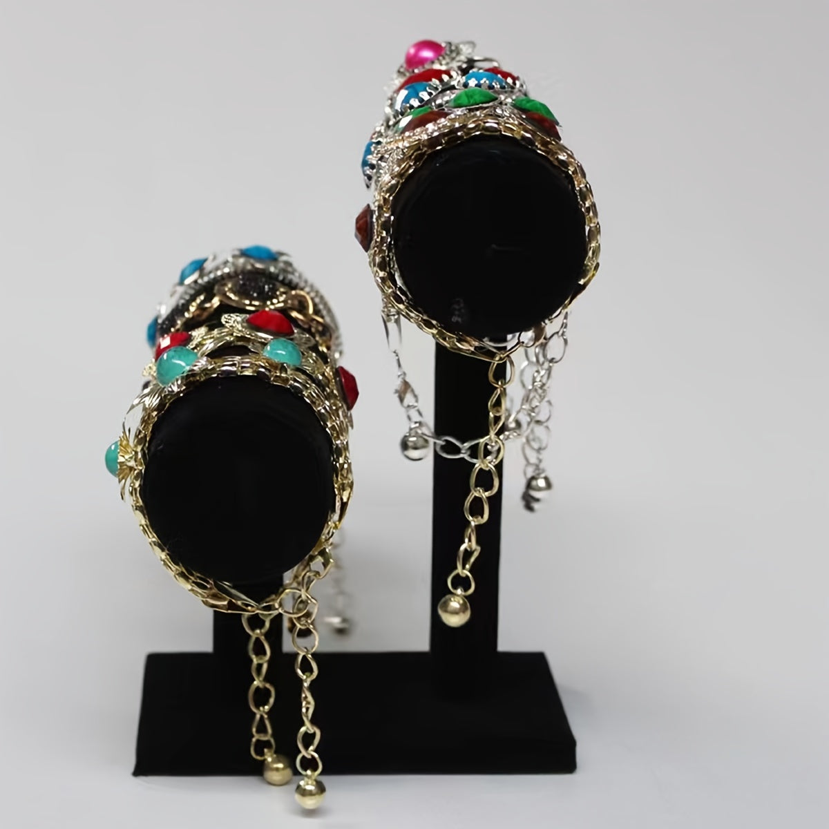 Large Capacity Jewelry Organizer with Scratch-Resistant Black Double Layer Display Stand