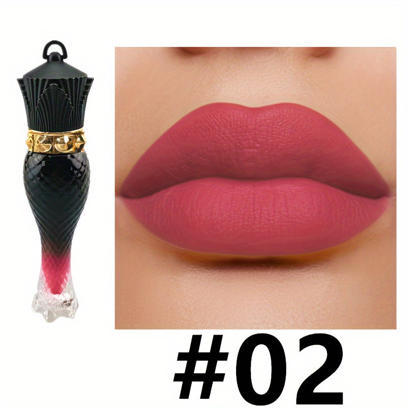 Brillo de labios mate de terciopelo para mujer, tono nude, de larga duración, hidratante, lápiz labial rojo