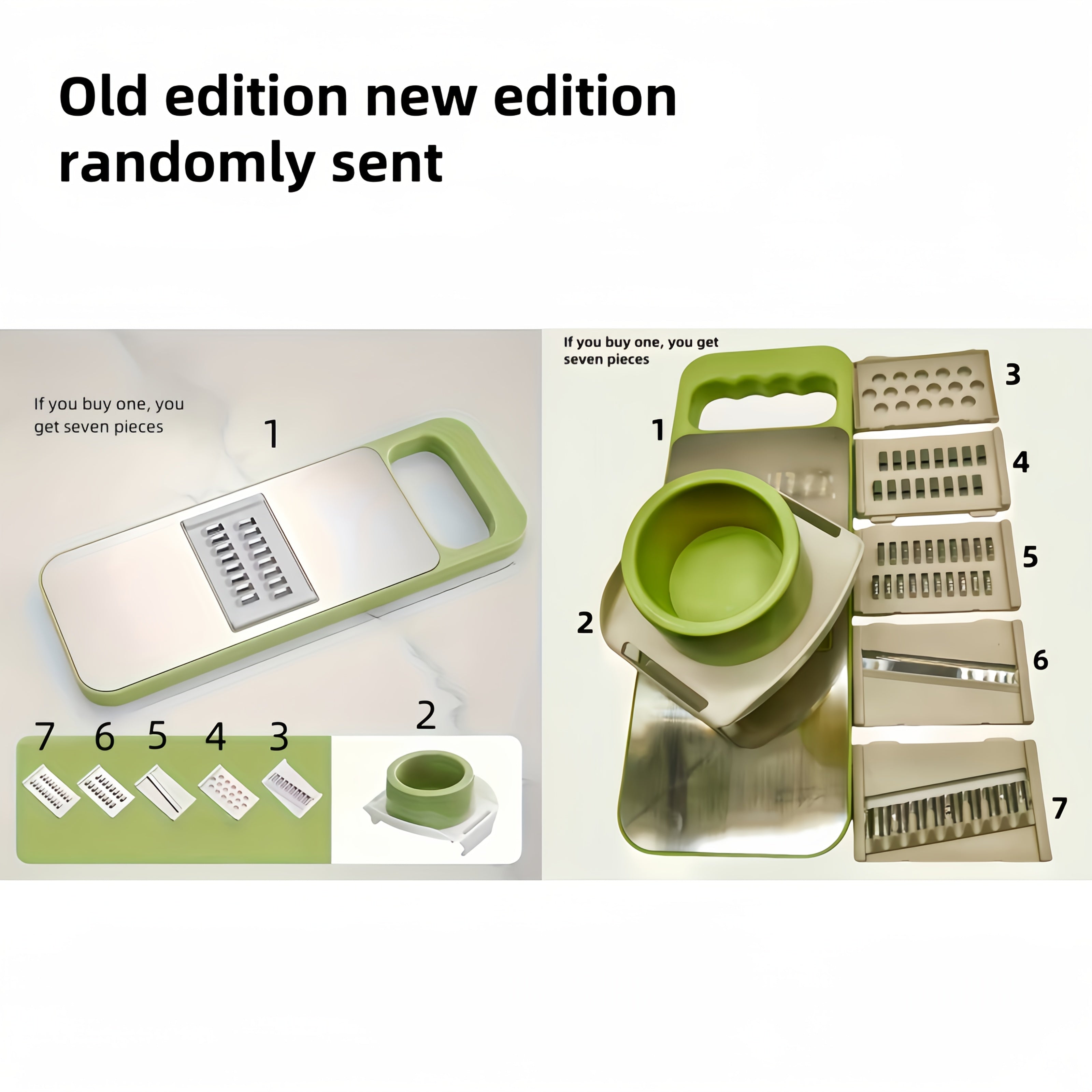 7-Piece Stainless Steel Vegetable Slicer and Grater Set with Interchangeable Blades