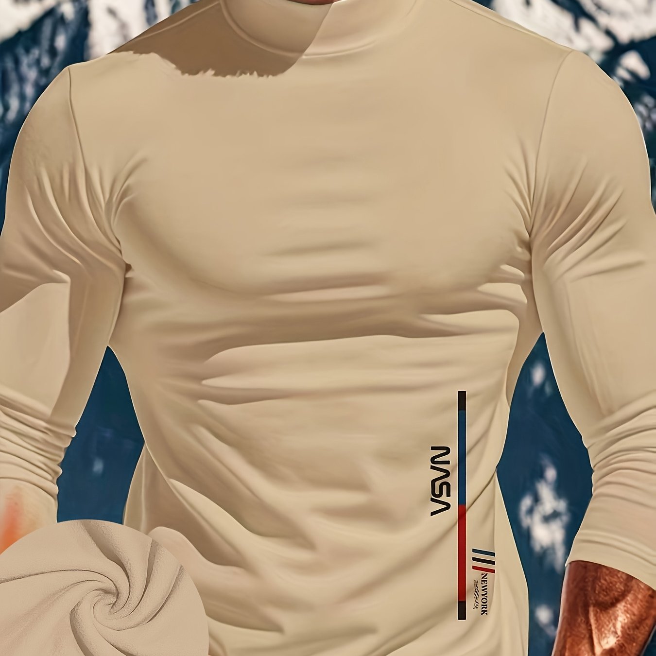 Thermal Top for Men Long Sleeve High Neck Stretch Fit Fall Winter