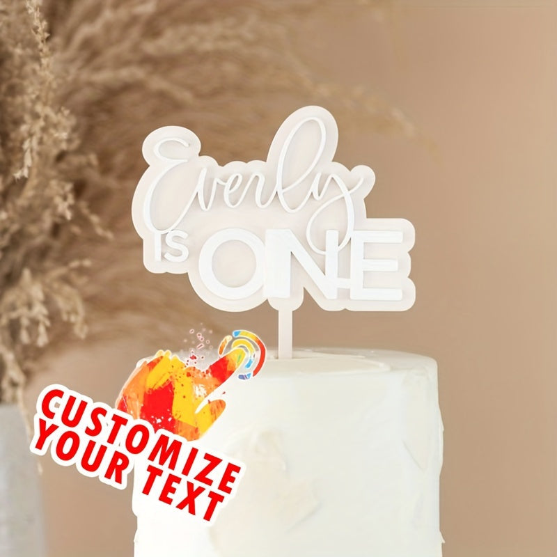 Personalized Acrylic Cake Topper White Custom Name and Number for Birthdays and Parties