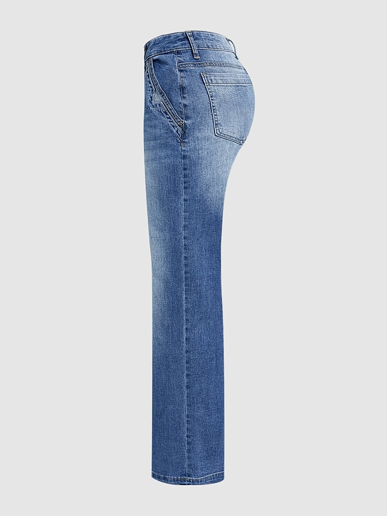 Women's Light Blue High-Waisted Wide Leg Denim Jeans Casual Comfort