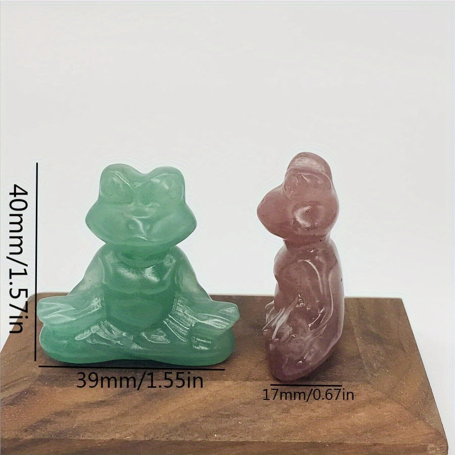 Natural Crystal Yoga Frog Figurine 40mm Hand-Carved Home Office Decor Gift