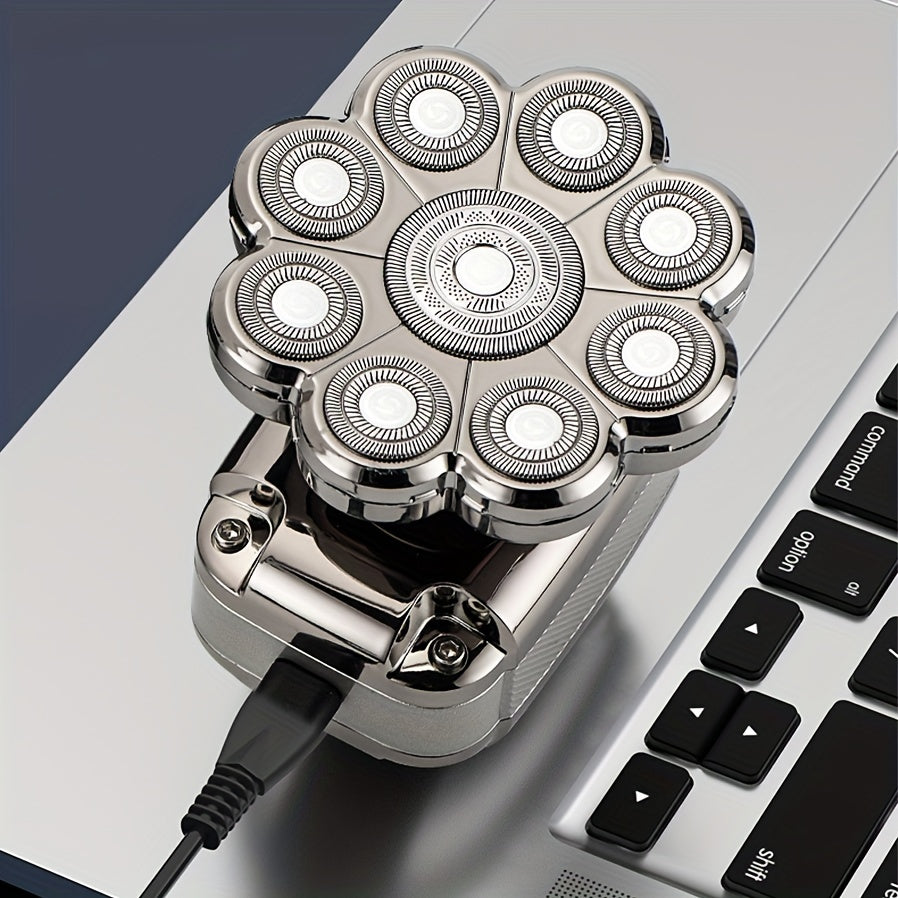 5-in-1 Elektr shaver erkaklar uchun, ajraladigan boshli, LCD displeyli soch kesgich, burun trimmeri, cho'tka, massajchi