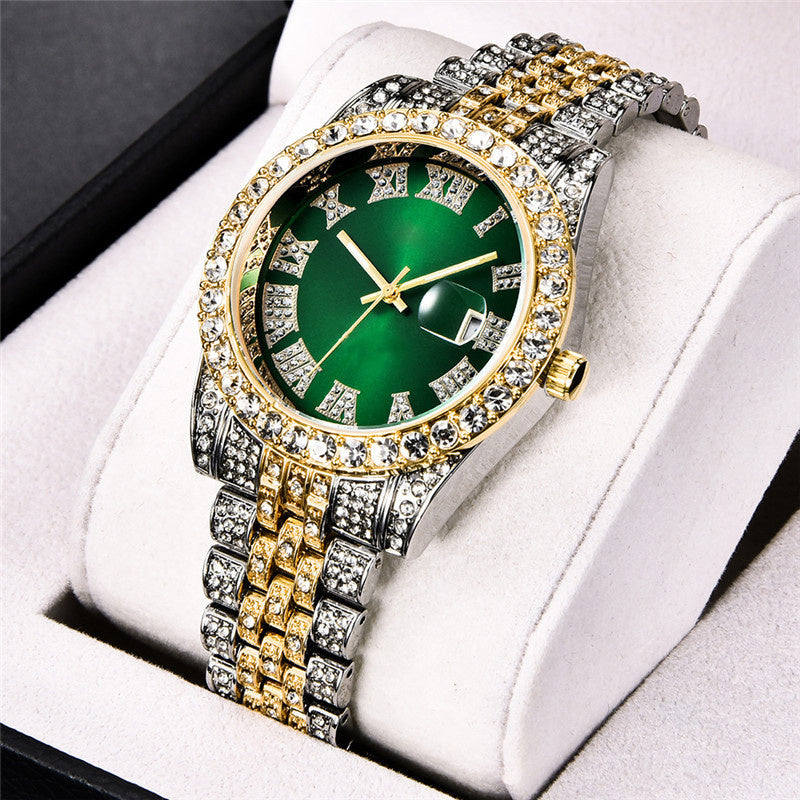 Women's Steel Band Vintage Quartz Watch with Rhinestone Dial