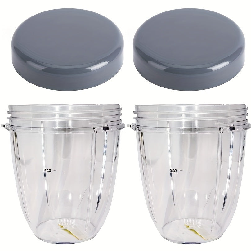 Set of 2 18oz BPA-Free Plastic Replacement Cups with Lids for Blenders