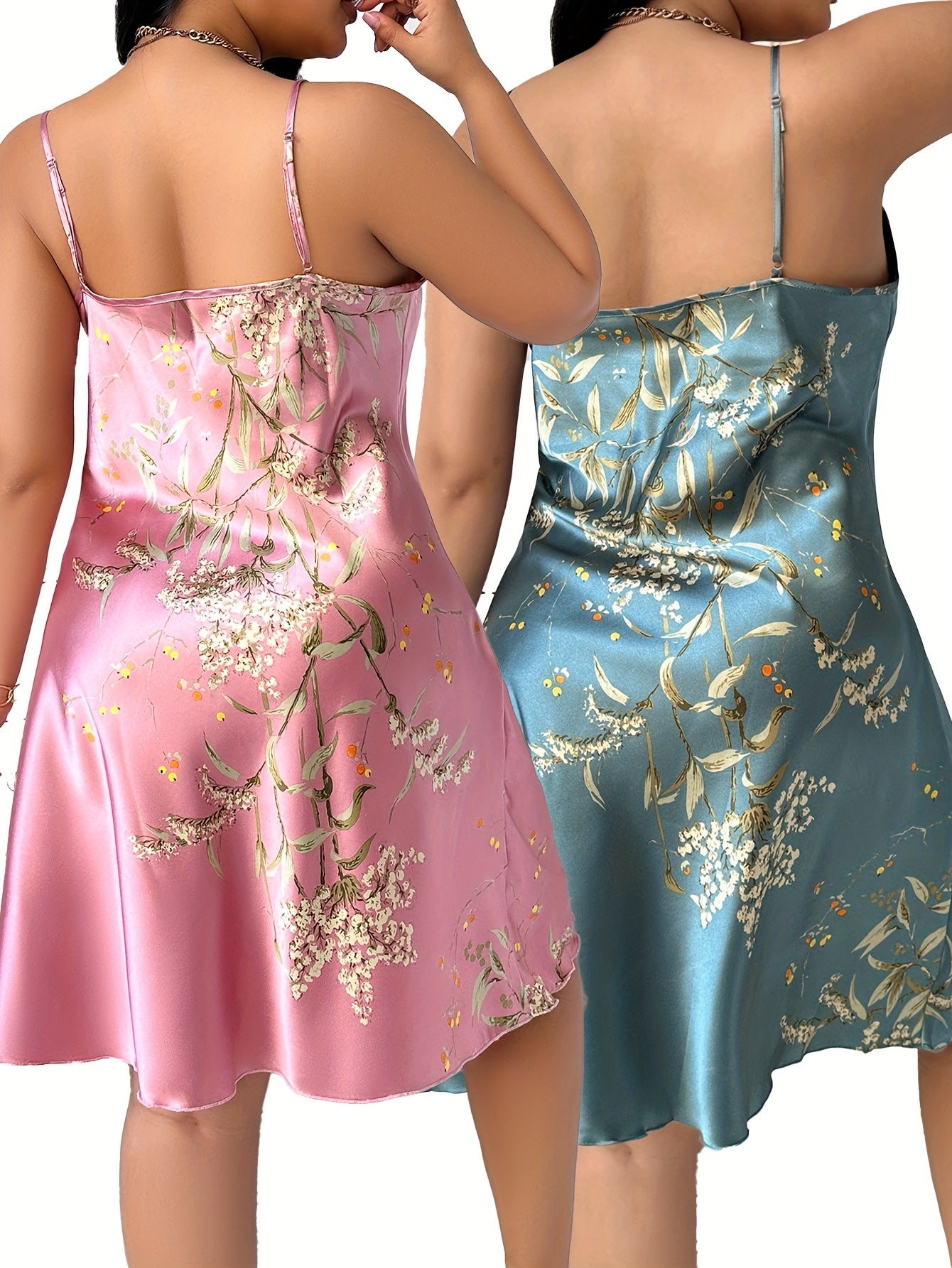 Women Plus Size Ruffle Neck Nightgown Camisole Sleepwear All-Season Comfort