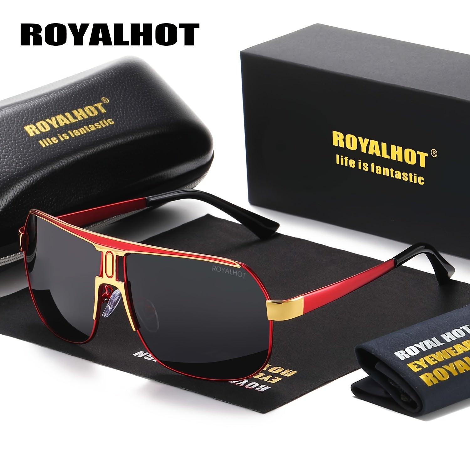 Men Women Polarized Alloy Square Oversized Sunglasses Driving Shades