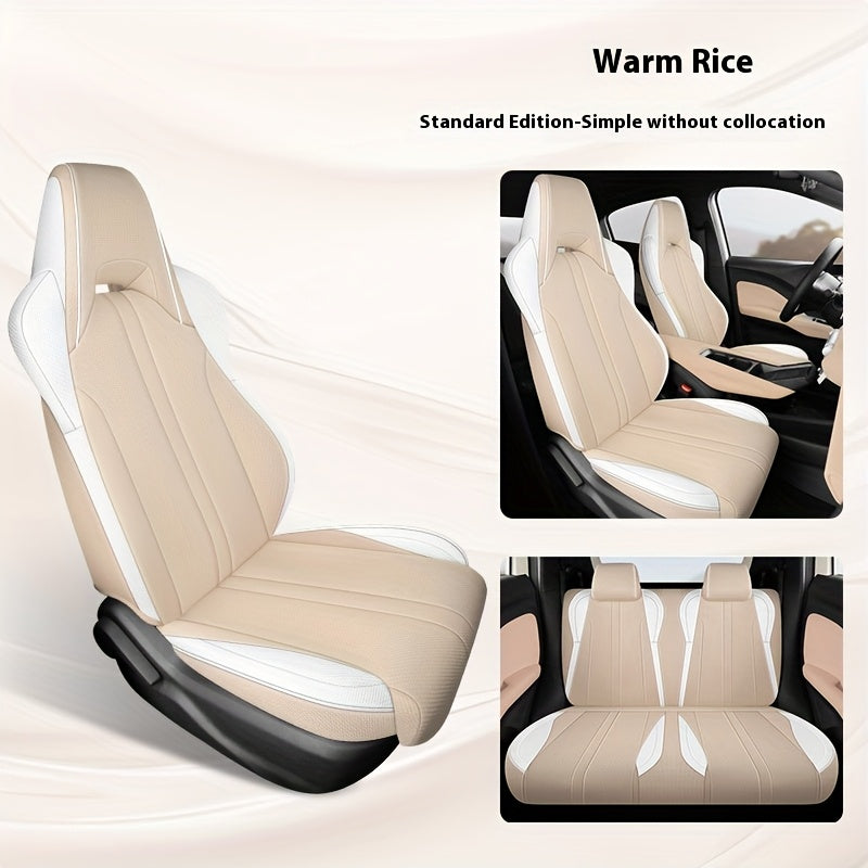 5-Seat Linen Car Seat Cover Breathable Full Coverage for All Seasons