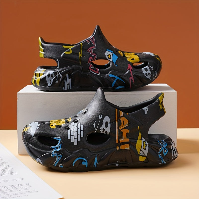 Zapatillas de charol con dibujos animados para niños para niños, ligeras, antideslizantes, para uso en interiores y exteriores