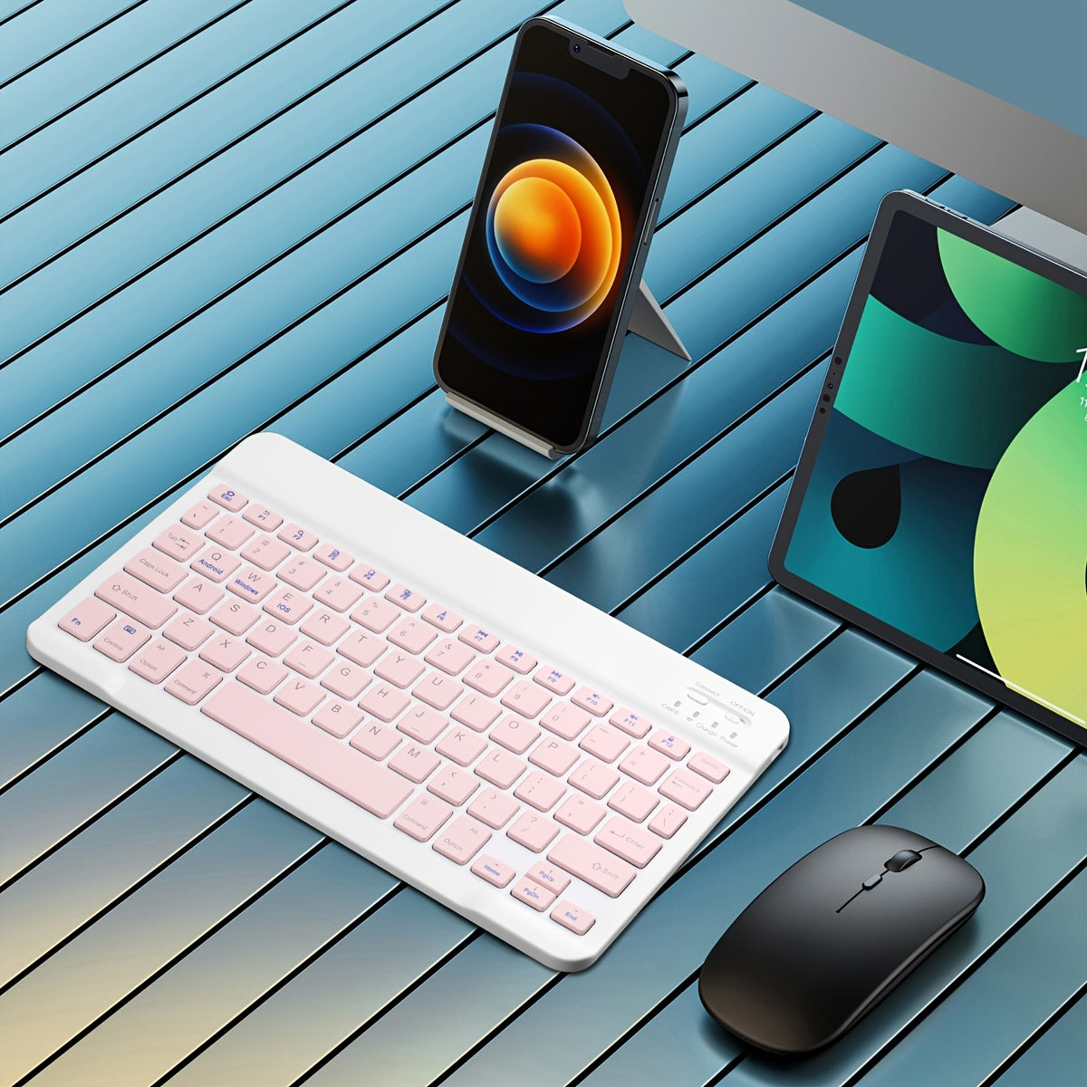 Wireless Rechargeable Ergonomic Keyboard for PC MacBook iPad Android Windows