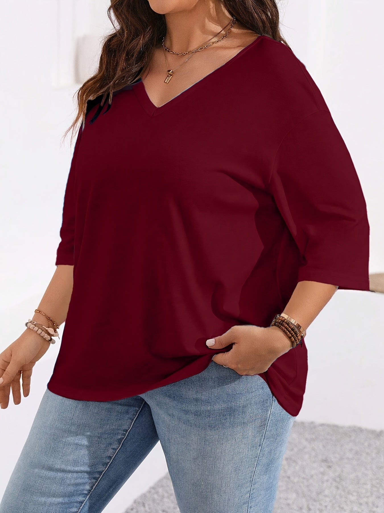 Plus Size Women's Spring Autumn Casual Solid Color Clothing