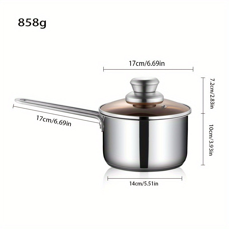 6-Piece Stainless Steel Cookware Set with Glass Lids, Triple-Layer Base