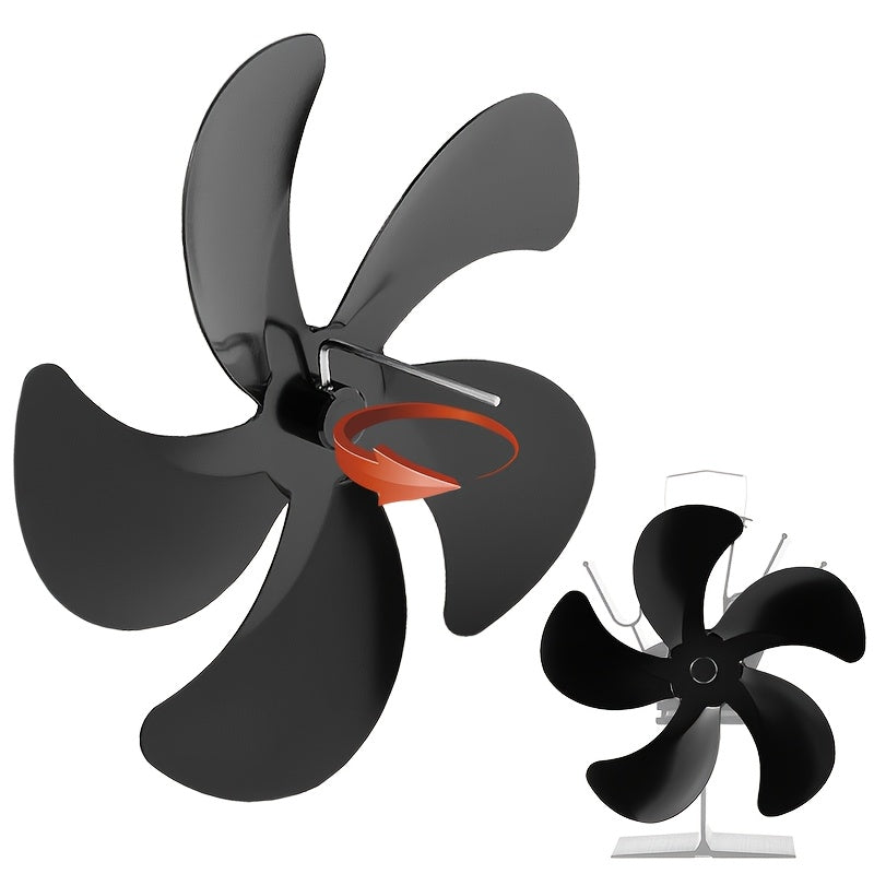 Fireplace Fan Accessories 5-Blade Black Aluminum Alloy 180mm Diameter