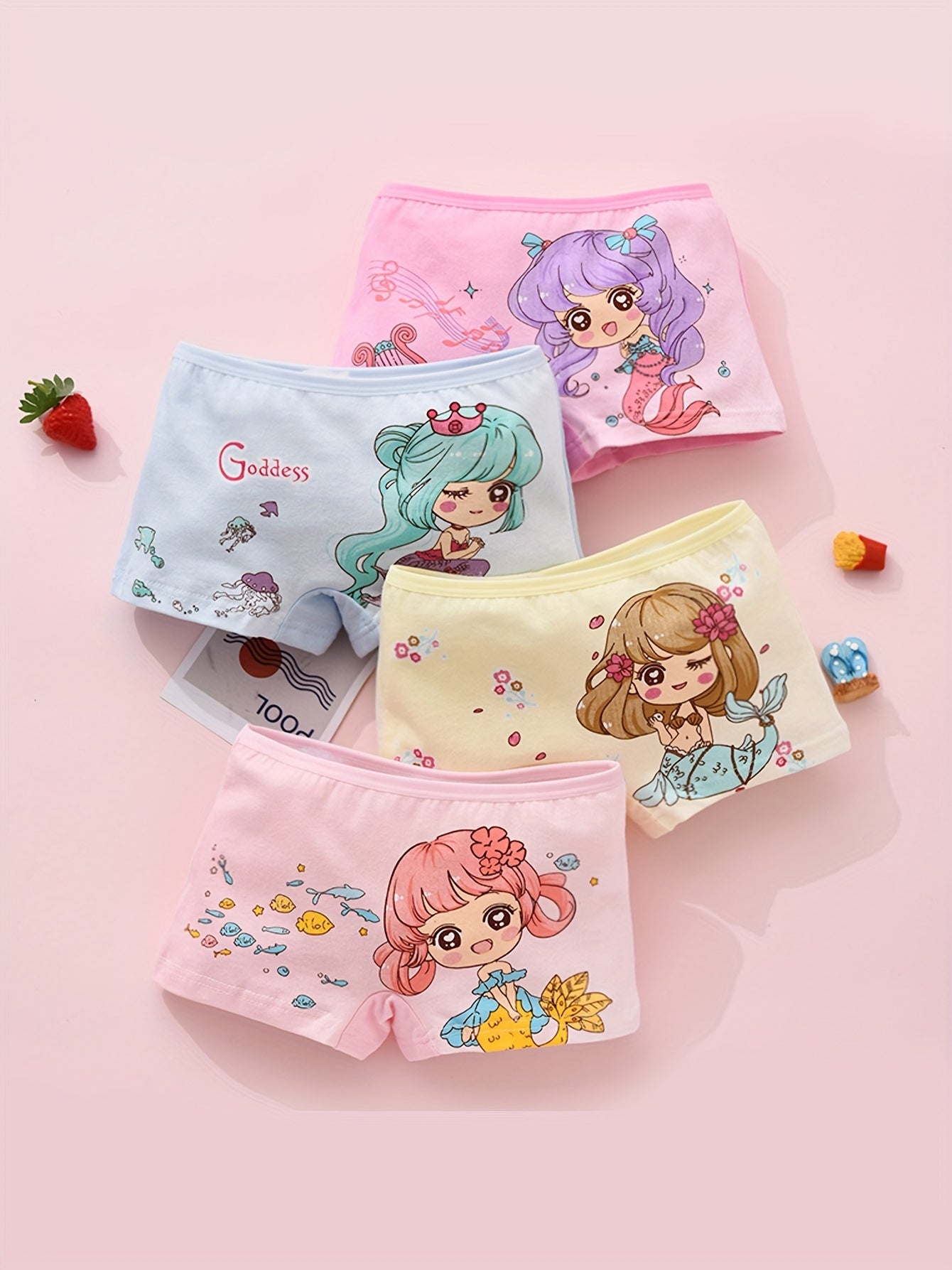 Girls Cotton Boxer Briefs 4 Pack with Heart and Plaid Prints for Children