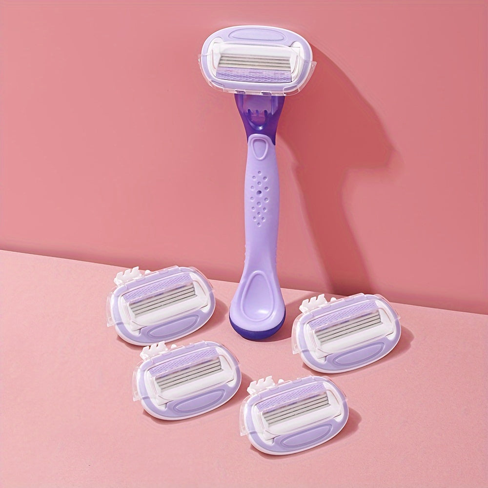 Women's Purple Razor with Soft Rubber Handle and Five Blades