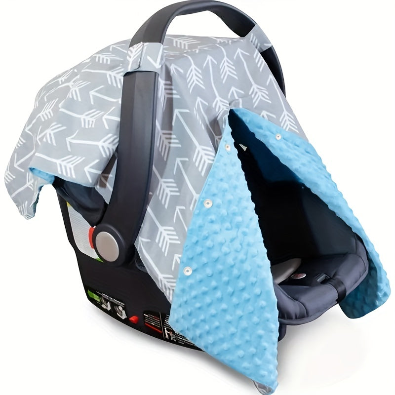 Baby Car Seat Cover for Infants and Toddlers Breathable Canopy with Blue Arrow Pattern