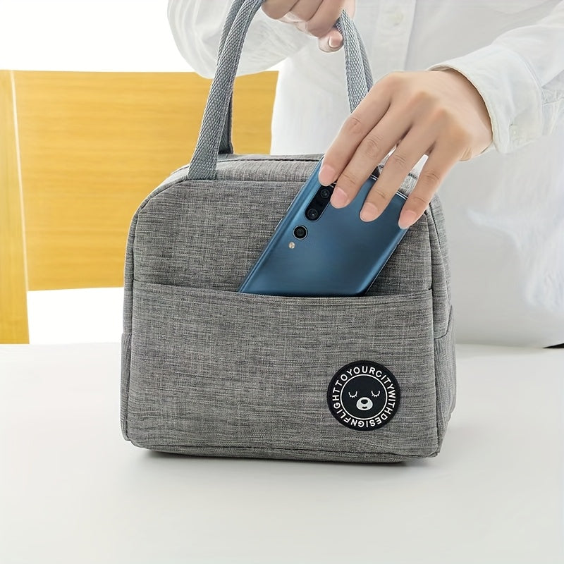 Insulated Lunch Bag with Aluminum Foil Insulation for Picnics School Travel Black